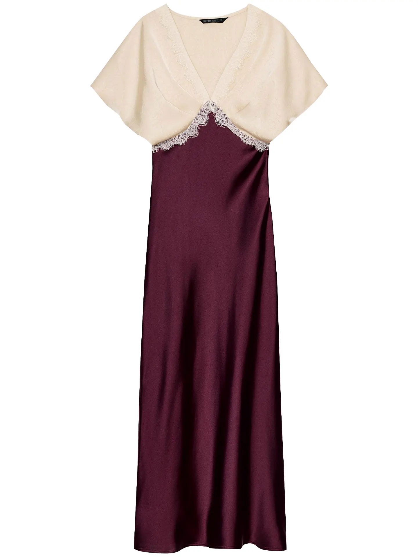 ZAPRHA2025 خريف جديد Sle V-ne الدانتيل الربط الحرير الساتان الملمس ميدي الدكتور عالية الخصر ort Sve Ci تخفيف مناسبة #5