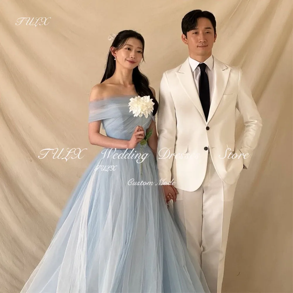 

TULX Fairy Strapless Tulle Evening Dress Detachable shawl Korea Wedding Photo Shoot Dress Long Corset Party Dress Customized