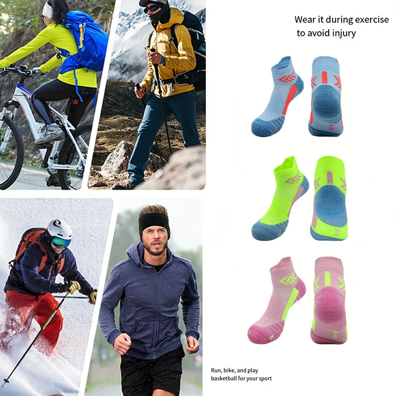 

Профессиональные носки для бега, дышащие противоскользящие носки для марафона с полотенцем, мужские и женские быстросохнущие короткие носки-трубы, впитывающие пот