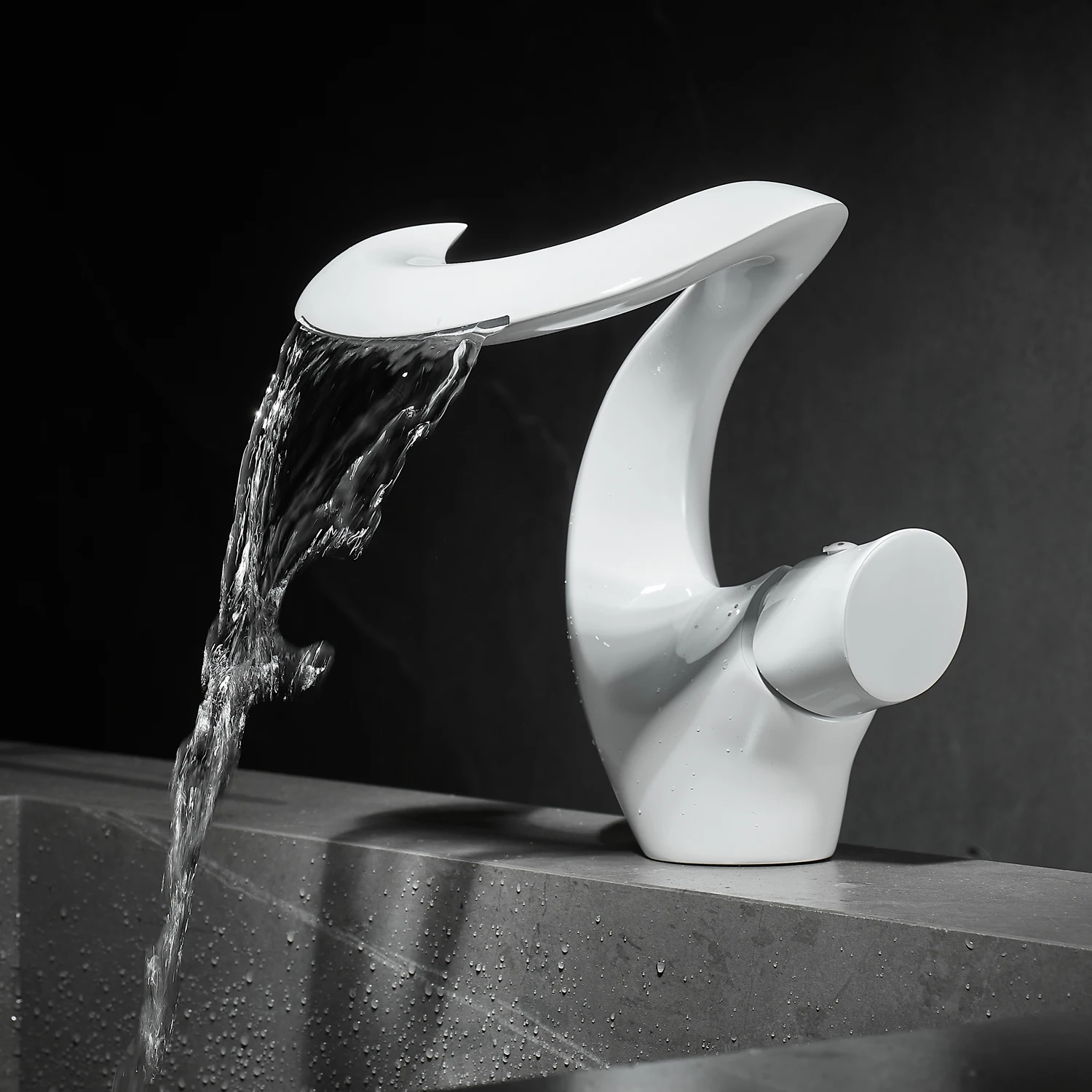 Unique High Quality Designer Brass Single Basin Tap Modern Bathroom Mixer Waterfall Basin Faucet