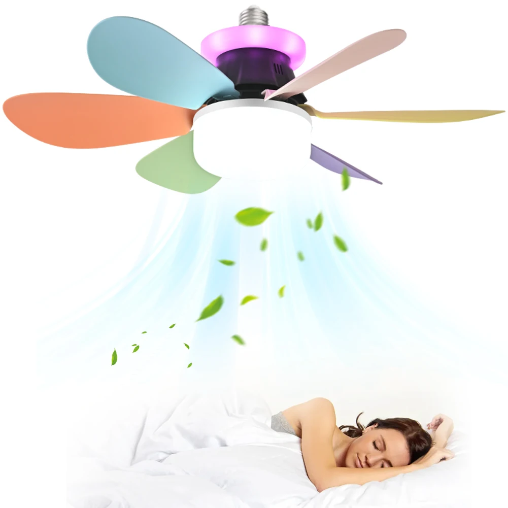 

40W Flush Mount Ceiling Fan Lamp RGB Dimmable Decorative Ceiling Fanlight Stepless Dimming Small Ceiling Fanlight for Bedroom