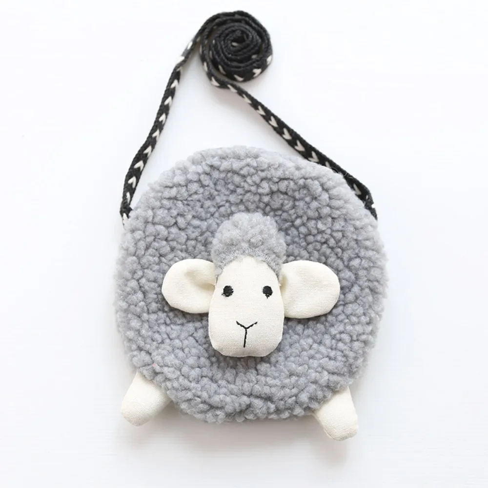 Cute Sheep Soft Sweet Plush Purses Polyester Plush Backpacks Mini Coin Purse Wallet Soft Baby Girls Bags Mini Storage Pouch