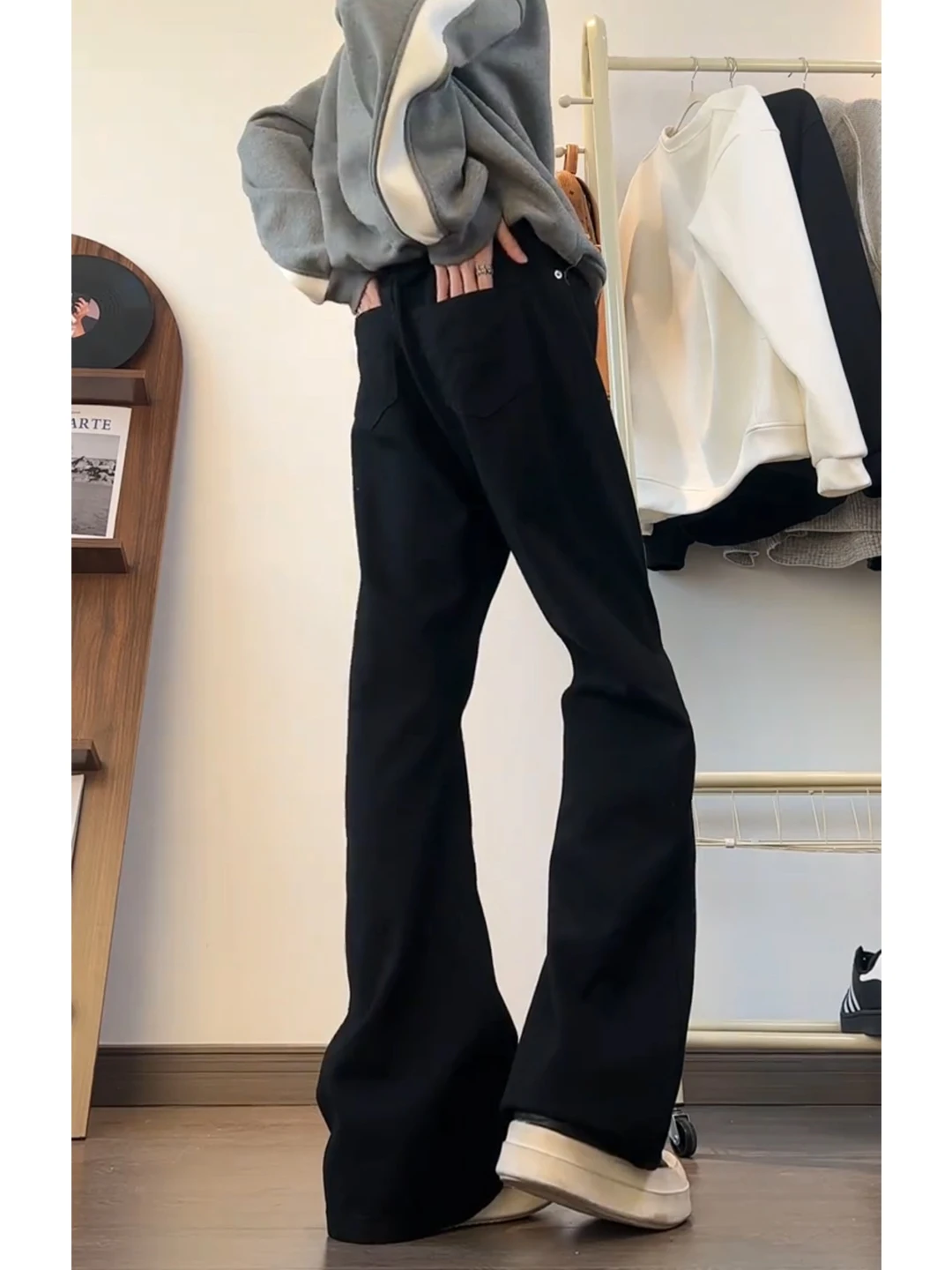 

Bla High Waist Knife Fce Lined Straight Leg Men's Jeans Winter Cleanfit Comfortable Stretch Denim Pants