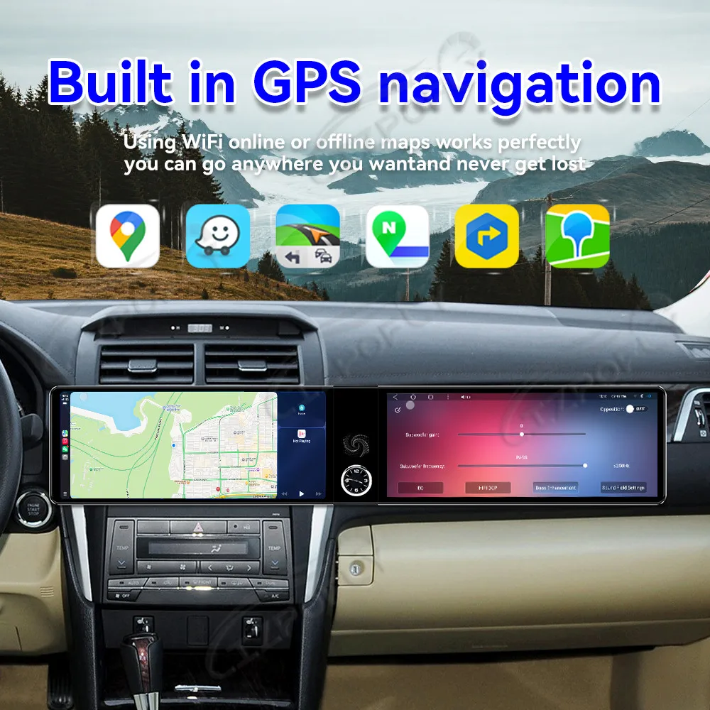For Toyota Camry 2012-2015 Car Radio Stereo Multimedia Player Android Co-pilot Dual Screen Carplay GPS Navi Headunit