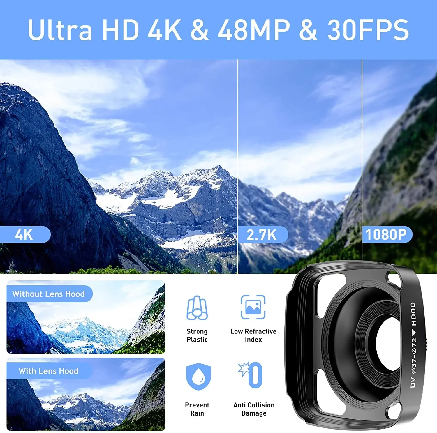 Video Camera 4K Camcorder Ultra HD 48MP Night Vision Vlogging Camera 16X Digital Zoom YouTube Camera Recorder