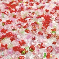 100Pcs Random Mixed Strawberry Flowers Nail Charms Sweet Resin Flatback Moon Nail Art Decoration Accessories Manicure DIY