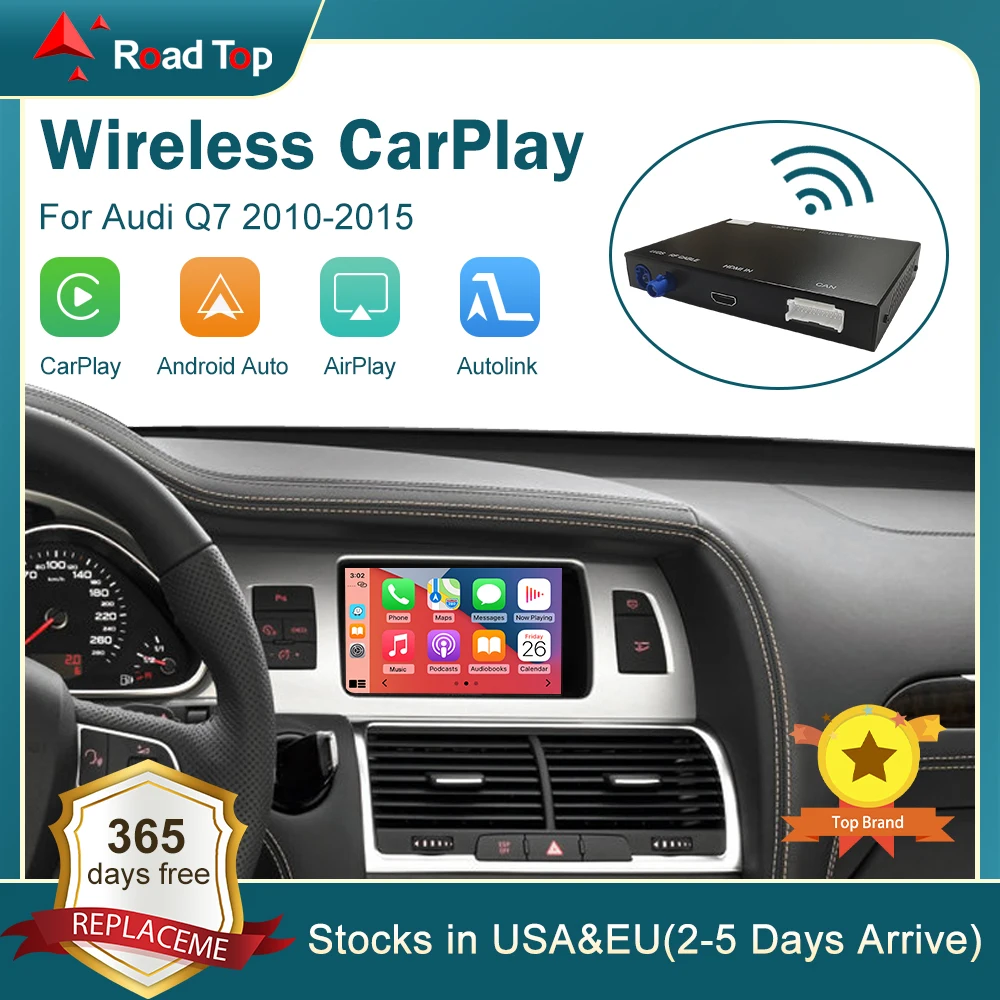 Wireless CarPlay Android Auto Interface for Audi Q7 2010-2015, with Mirror Link AirPlay Car Play Functions