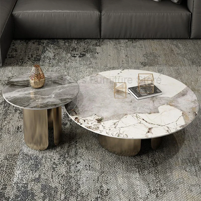 

Round Side Coffee Table Outdoor Theater Tea Dining Living Room Table Marble Luxury Mesa De Centro Salon Nordic Furniture