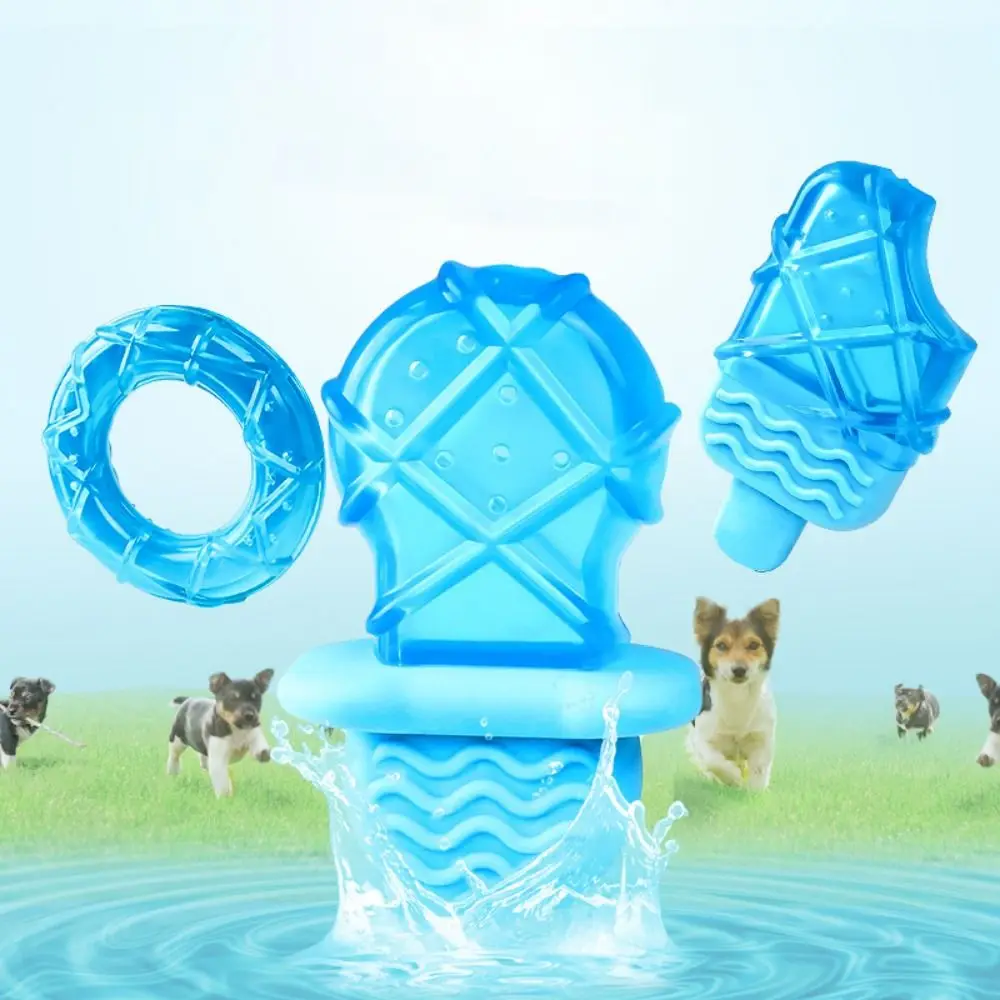 Creative Bite Resistant Pet Cooling Chew Toy TPR Waterable Dog Frozen Molar Toy Blue Dog Ice Cream Toy Self Happy