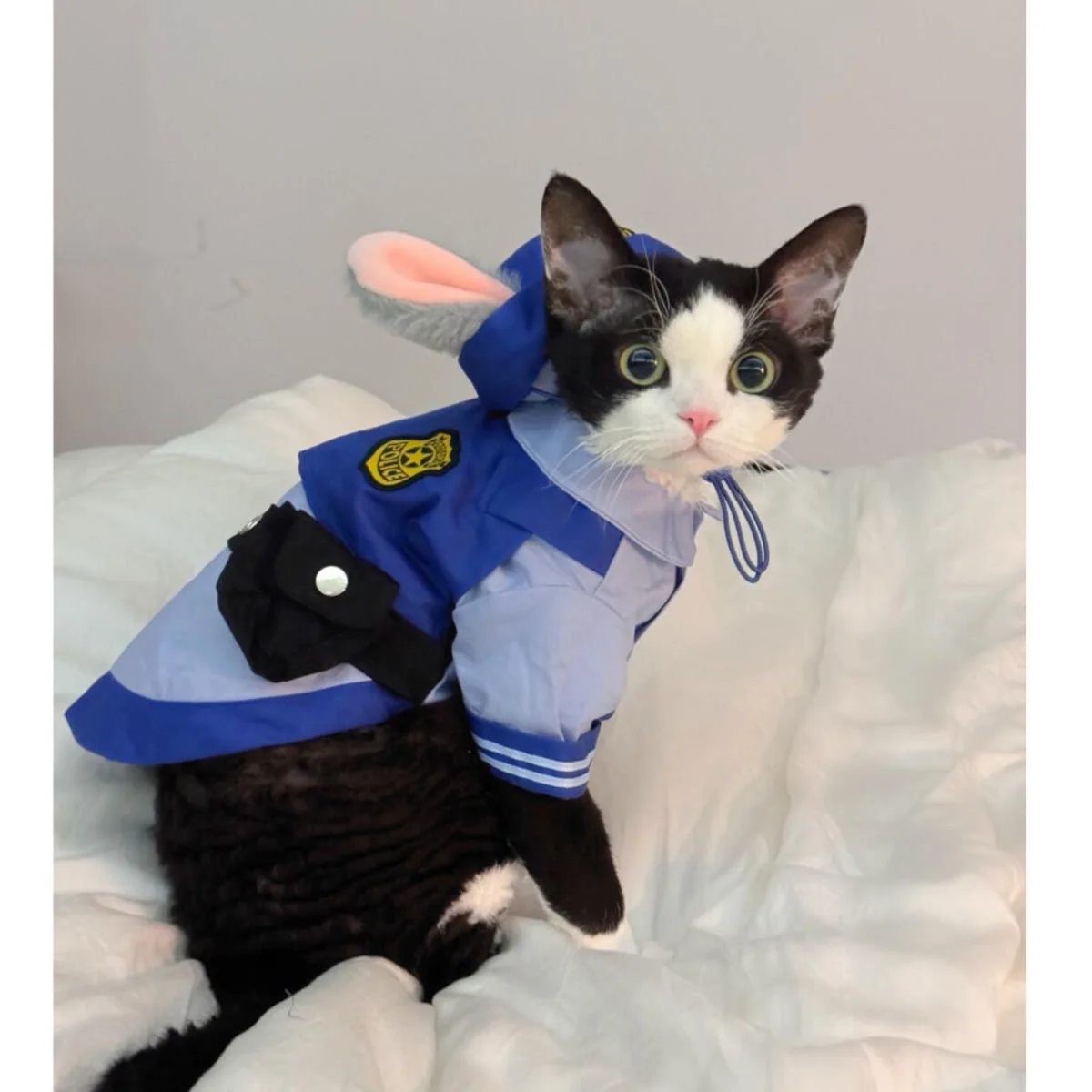 Dog Bunny Police Officer Costume Hat Sets Halloween Funny Cat Cosplay Pet Clothes Kawaii Rabbit Role Play Dogs Cat Supplies