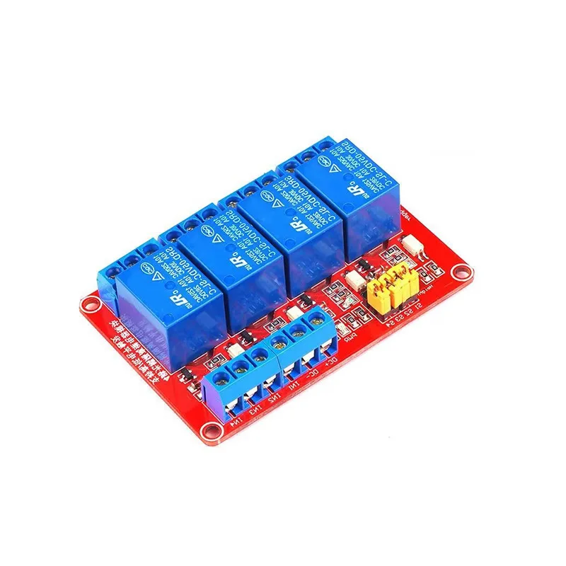 Red plate 4Circuit Relay Module 5V 12V 24V with Optocoupler Isolation High and Low Level Trigger Expansion board