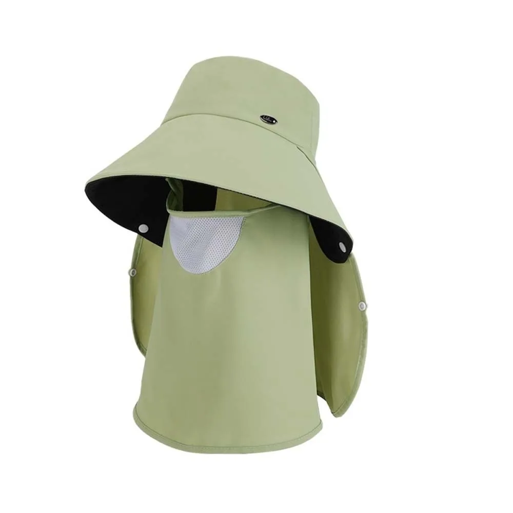 

Anti-UV Mask Sunshade Shawl Cap Wide-brimmed Solid Color Neck Protection Hat Polyester Breathable Picking Tea Hat Jogging