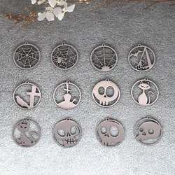 3pcs Stainless Steel Charms Ghost Pumpkin Spider Web Skeleton Skull Pendant DIY Jewelry Making Halloween Necklace Bracelet