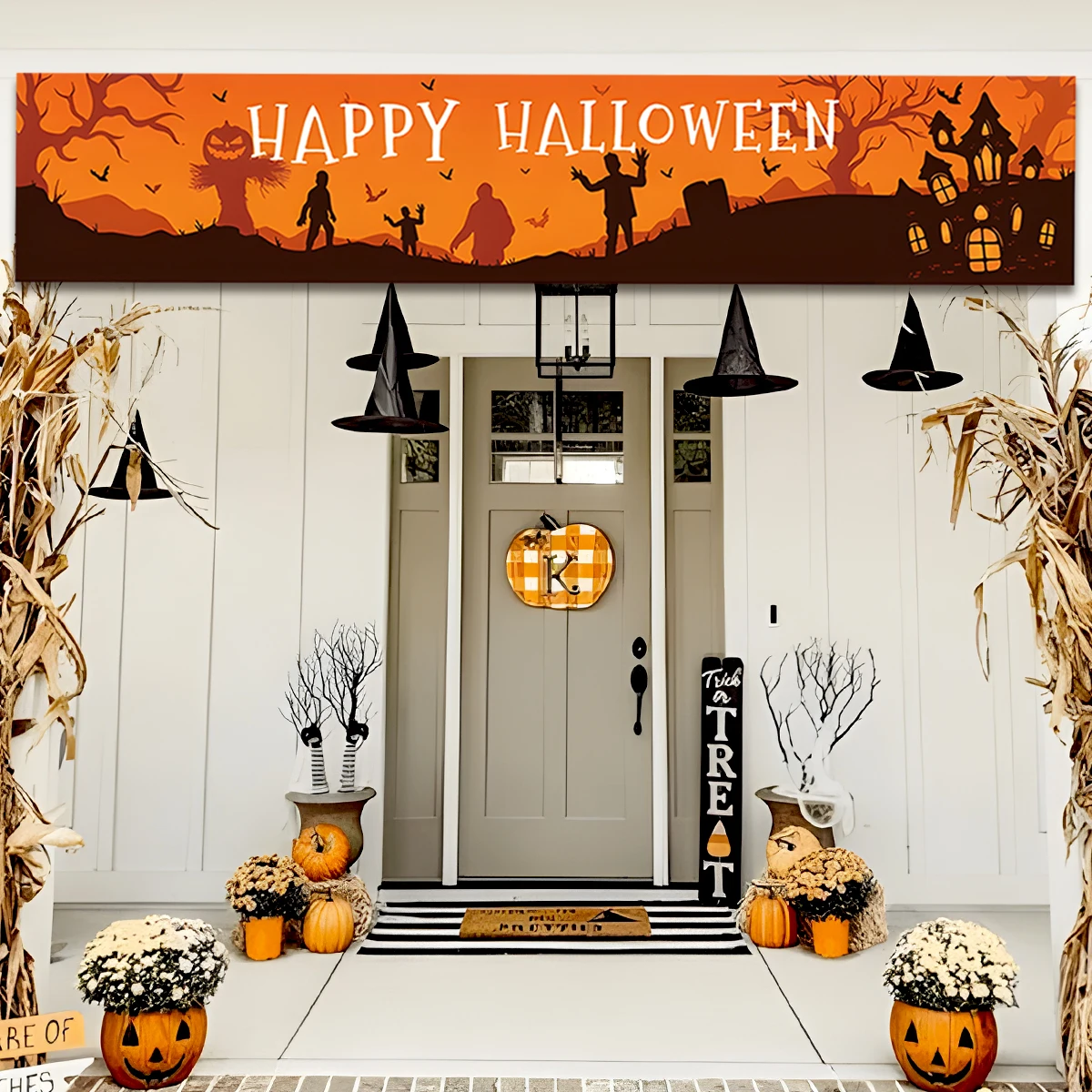 Halloween Banner Dwarf Pumpkin Door Hanging Horror Halloween Hanging Banner For Home Decor Halloween Ghost Festival Party Decor