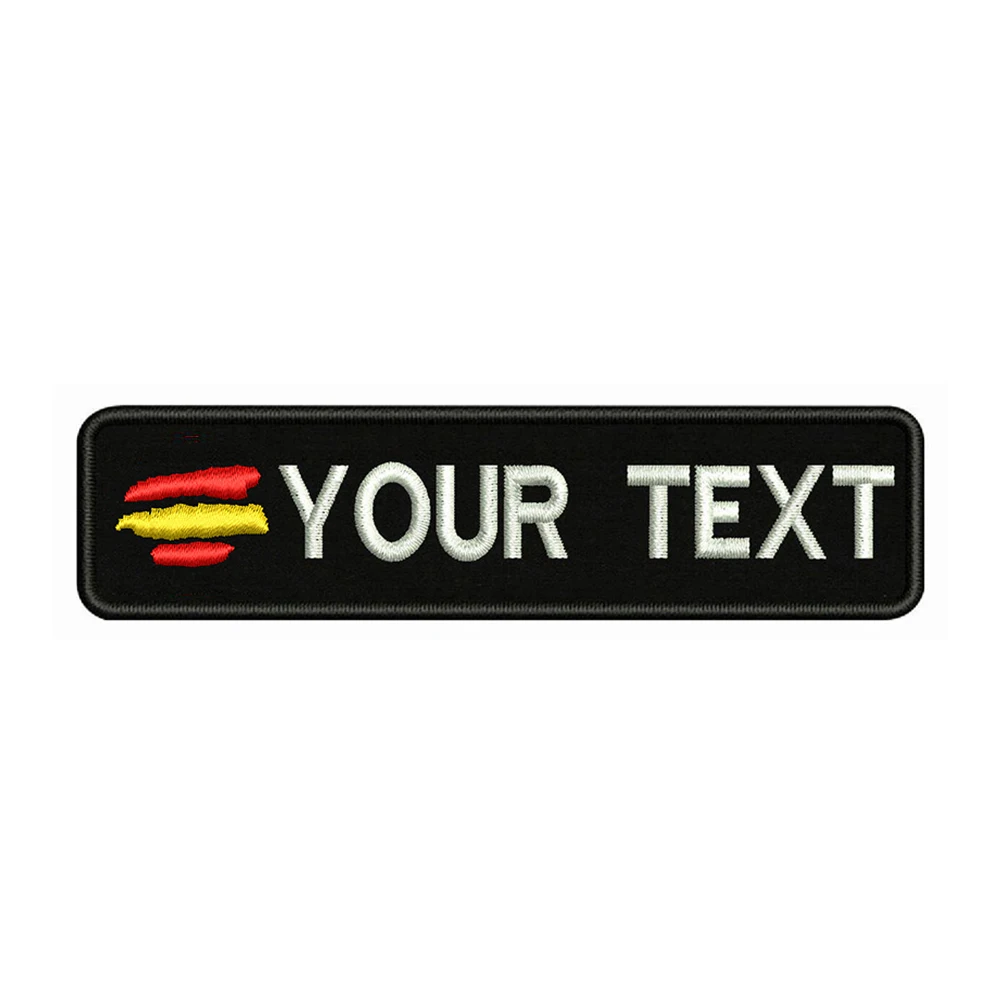 Spanish Flag Spain 10X2.5cm Embroidery Custom Name Text Patch Stripes Badge Iron On Or  Patches