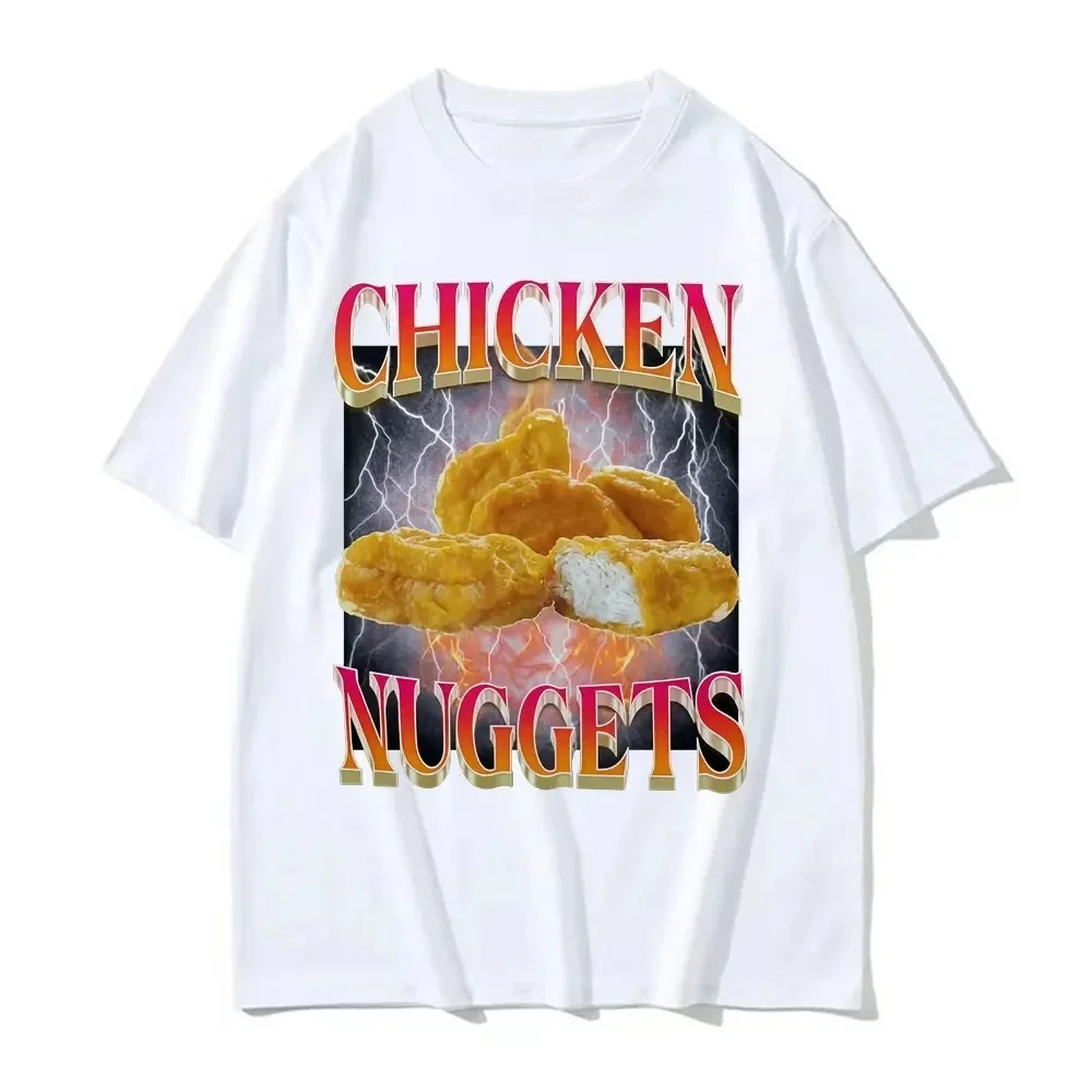 Funny Chicken Nuggets Printed Vintage Style Meme Graphic T-shirt Women Hip Hop Gothic TShirt Comfort Casual Women Clothing