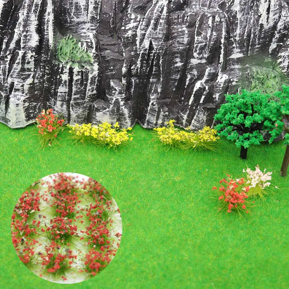 28 Stuks Miniatuur Bloem Gras Cluster Plant Model Voor Spoorweg Maken Spoorweg Gebouw Tuin Landschap Materialen Diorama Kits