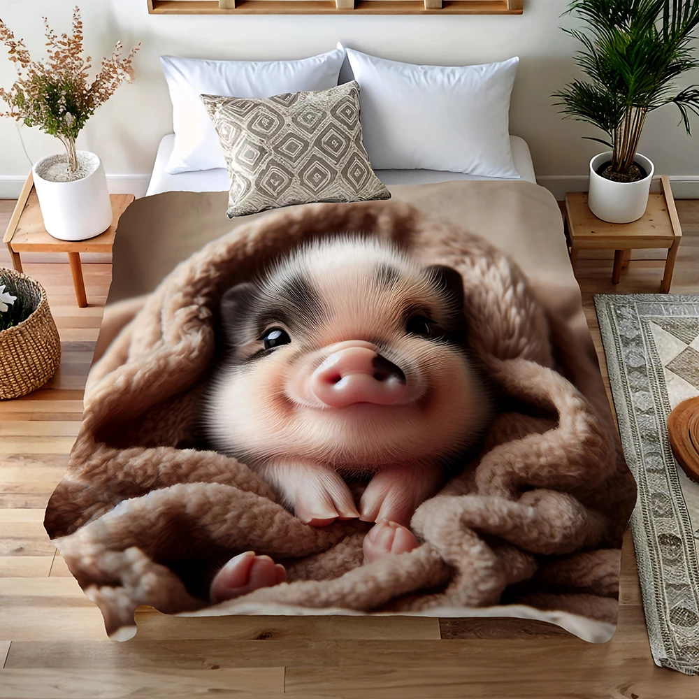 Cute Pig Blanket for Cozy Nights , Warm and comfortable throw blanket sofa bed sofa camping trip, the best gift.