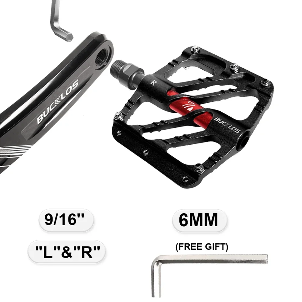 BUCKLOS Fahrradpedale mit abgedichtetem Lager, CNC-Aluminiumlegierung, Fahrradpedale, staubdicht, wasserdicht, Fahrrad-Flachpedal, Fahrradteil – Detail 9