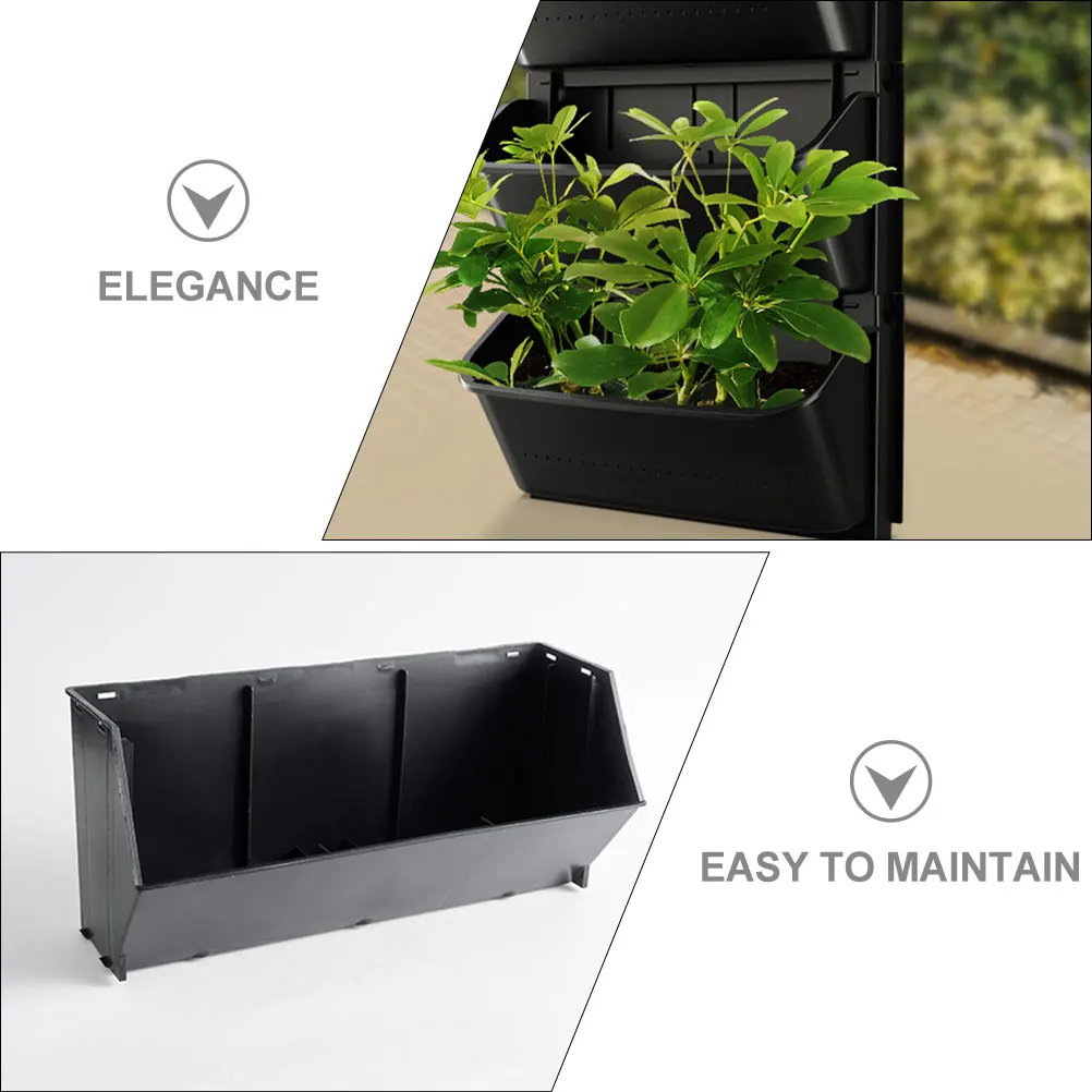 

2pcs Wall Planter Black Plastic Weather Resistant Easy Care Indoor Outdoor Decor Flower Pot Living Wall Fence Hanging for Home