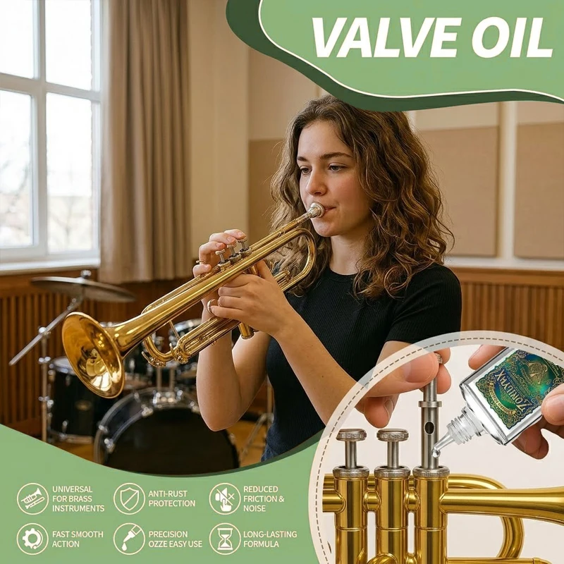 Professional Brass Instrument Valve Oil Premium Synthetic Lubricant for Trumpet Cornet and Euphonium Smooth Performance ZORILYNX