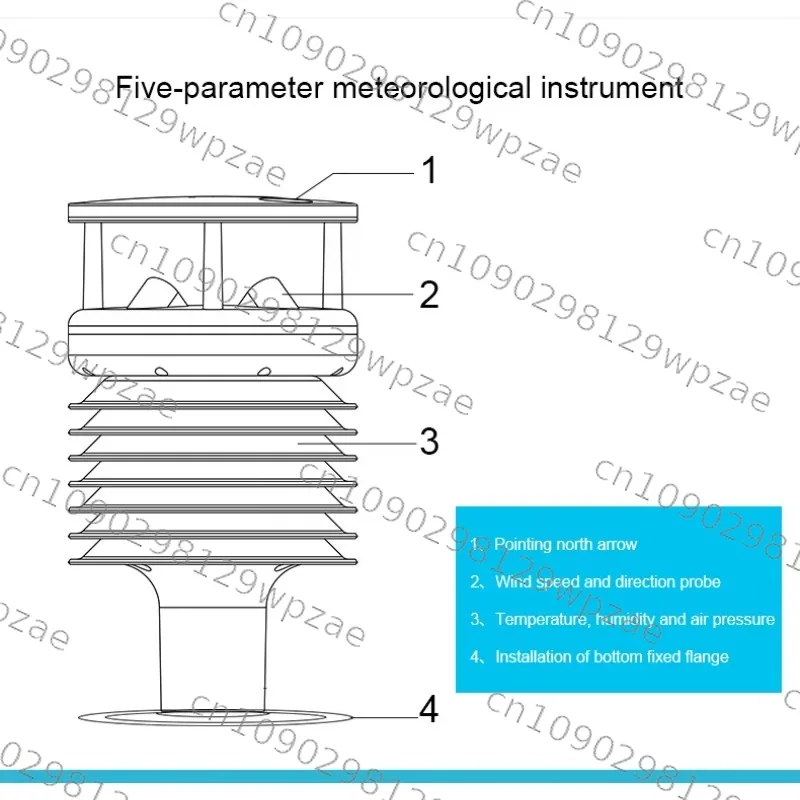 Modbus Meteorological Anti-corrosion Compact Automatic Rs485 Temperature Ultrasonic Wind Speed Generator Anemometer for Marine