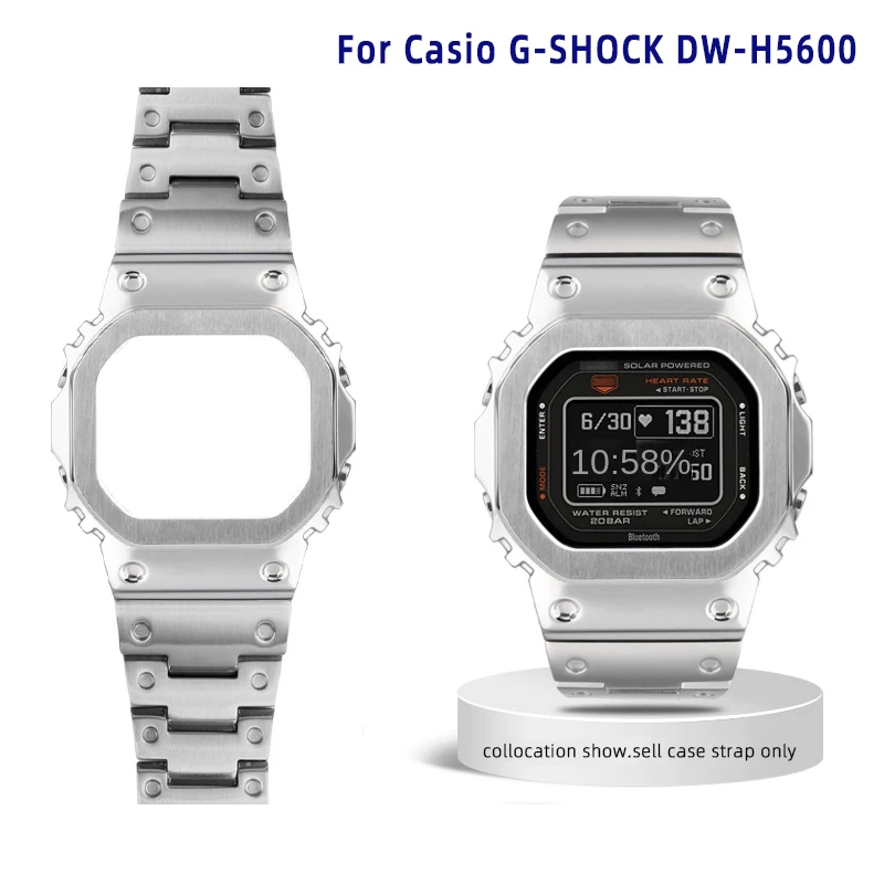 

Bezel case Watch chain For Casio G-SHOCK DW-H5600 Bluetooth heart rate strap modified small block men stainless steel bracelet