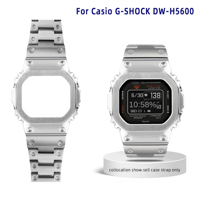 Casioケース用ベゼル,g-shock,Bluetooth DW-H5600,心拍数制御,小さなブロック,男性用ステンレススチールブレスレット -  AliExpress