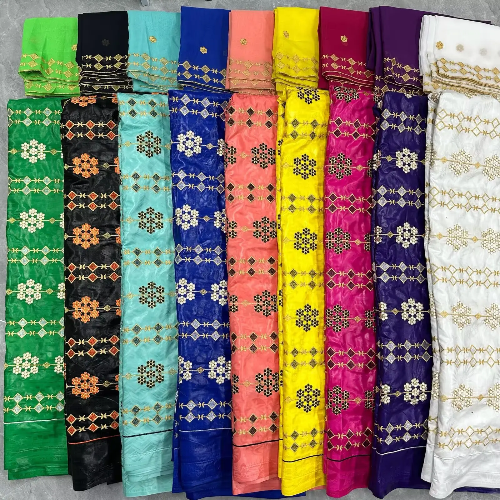 

2025 African Cotton Perfume Bazin Fabric Basin Riche Brocade Embroidery Clothes Material 7Yards For Nigerian Wedding Party Derss