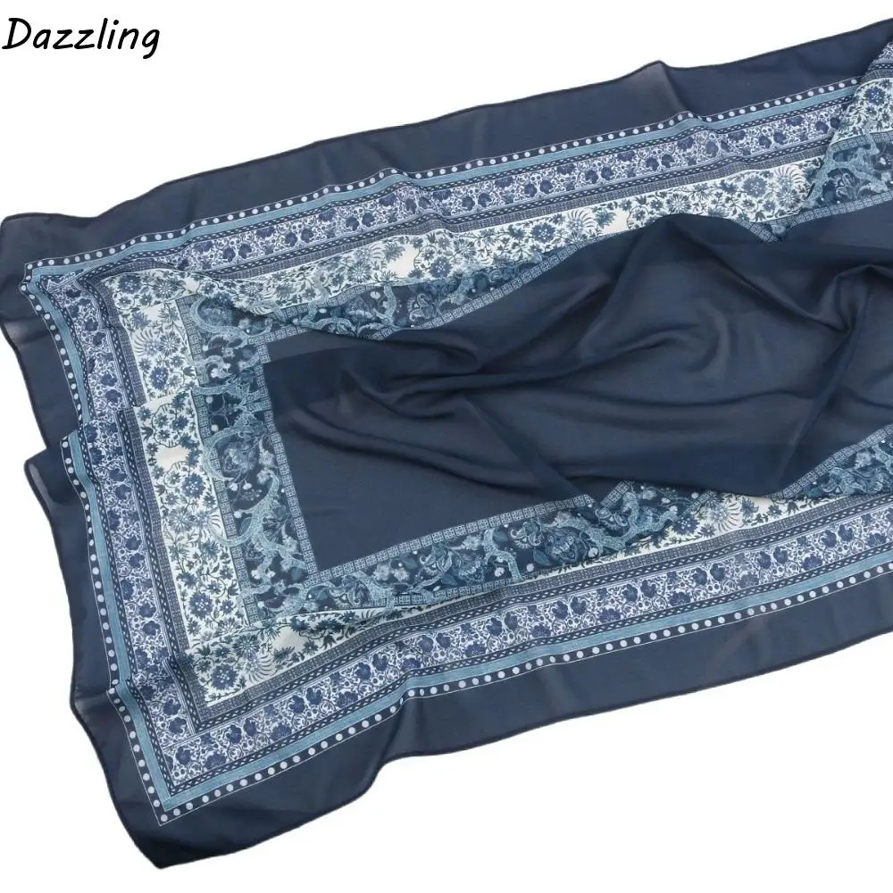 

Элегантный шифоновый шарф в этническом стиле, длинный тонкий исламский тюрбан 70*170 см, платок с принтом на каждый день