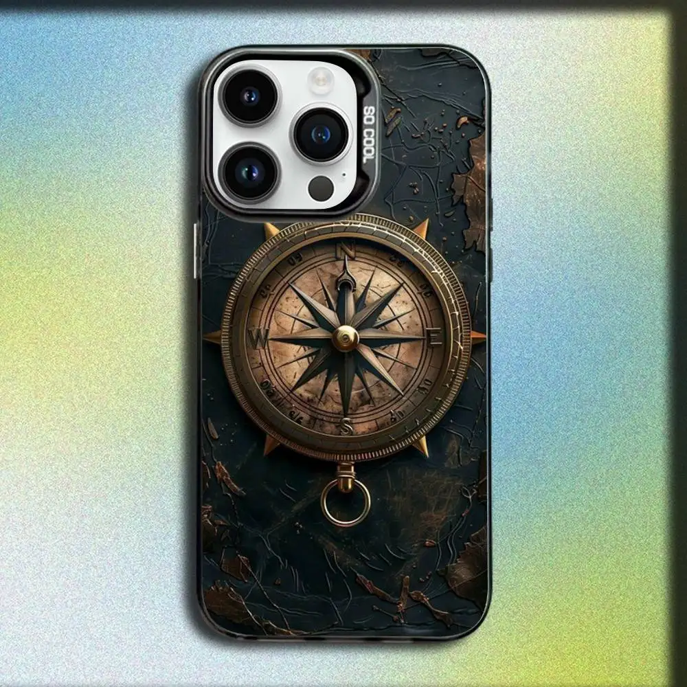 Custodia per telefono con bussola vintage per iPhone 17,16,15,14,13,12,11,Pro,Max,Plus,E,SE4,Air,Mini Black IMD Box