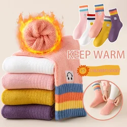 5Pairs 1-16Years Children Winter Ultra Thick Terry Socks  Rainbow Smile Moisture Wicking And Breathable Decked Out Athletic Sock