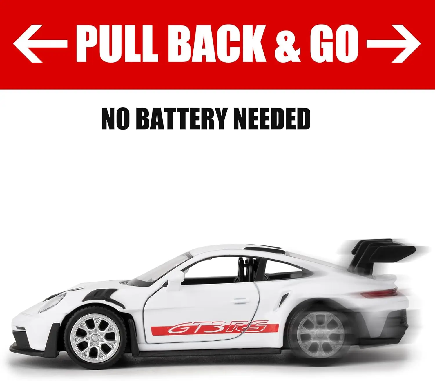 1:36 ポルシェ 911 GT3 RS 車モデル、ダイキャストプルバックモデルおもちゃの車、ドアが開く、コレクションキッズおもちゃ（3歳以上向け）、ギフト