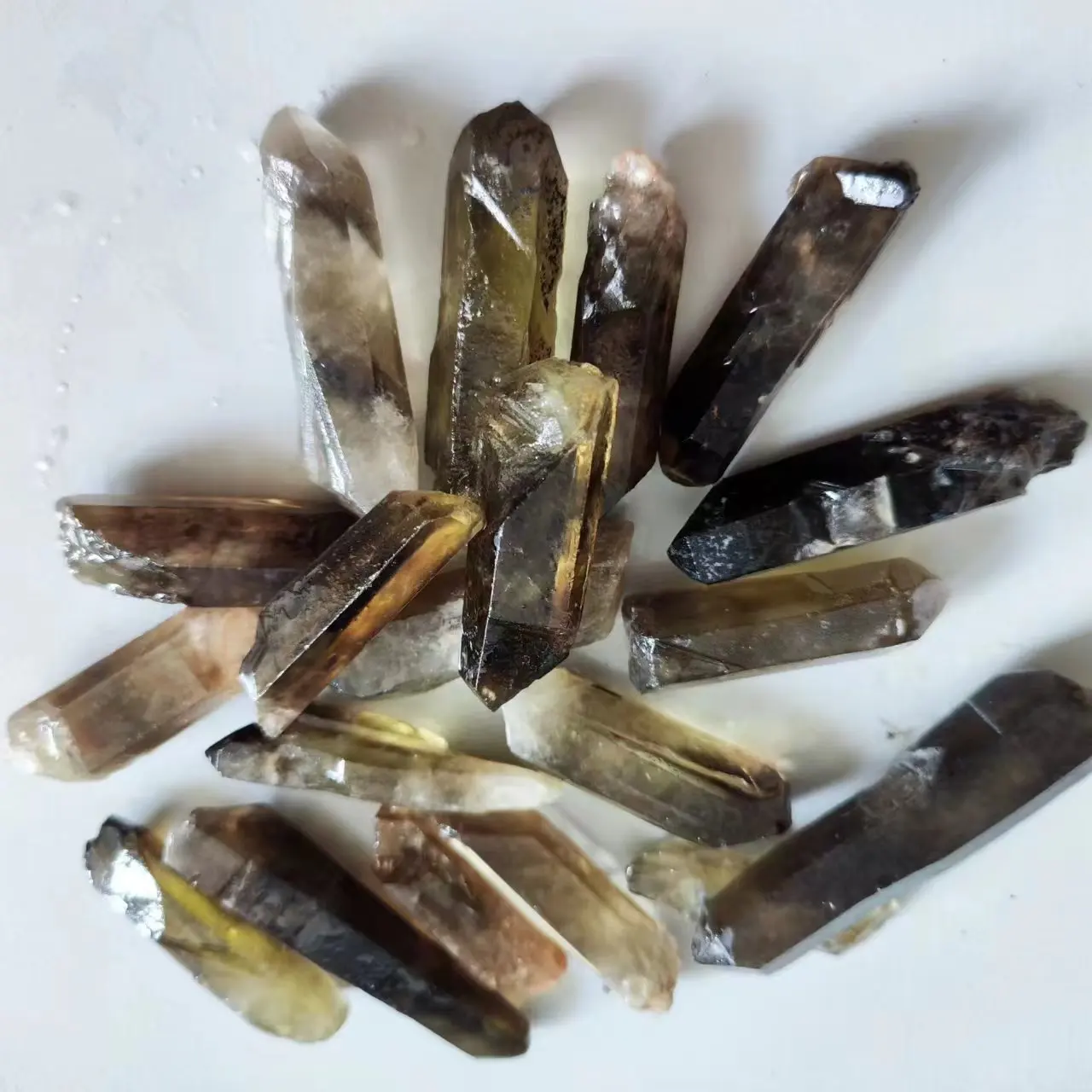 Natural Smoky Quartz Crystal Points Specimen Reiki Healing Stone Hexagonal Prisms Obelisk Wand Tower Energy Meditation Decora