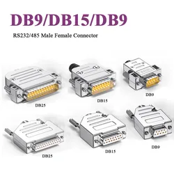 ขั้วต่ออนุกรม RS232 DB9 DB25 DB15ขั้วต่อสเตนเลสตัวผู้ตัวเมียขั้วต่ออุตสาหกรรม D-USB ชุบทอง9 15 25พินปลั๊กบัดกรี