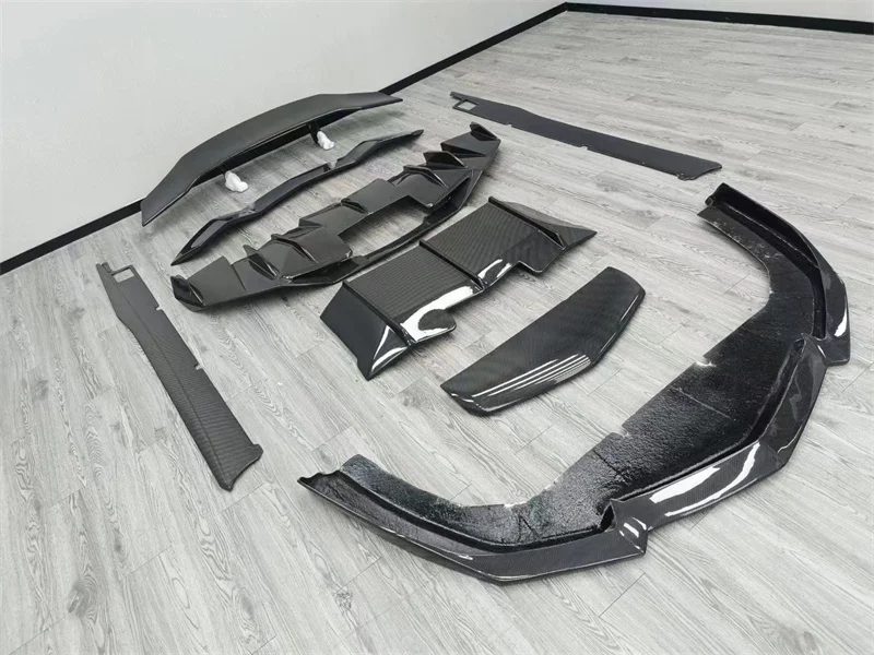 

True Carbon Fiber DMC Style Front Bumper Edge Side Skirt Rear Diffuser Spoiler for Lamborghini Aventado LP700 LP720 Body Kit