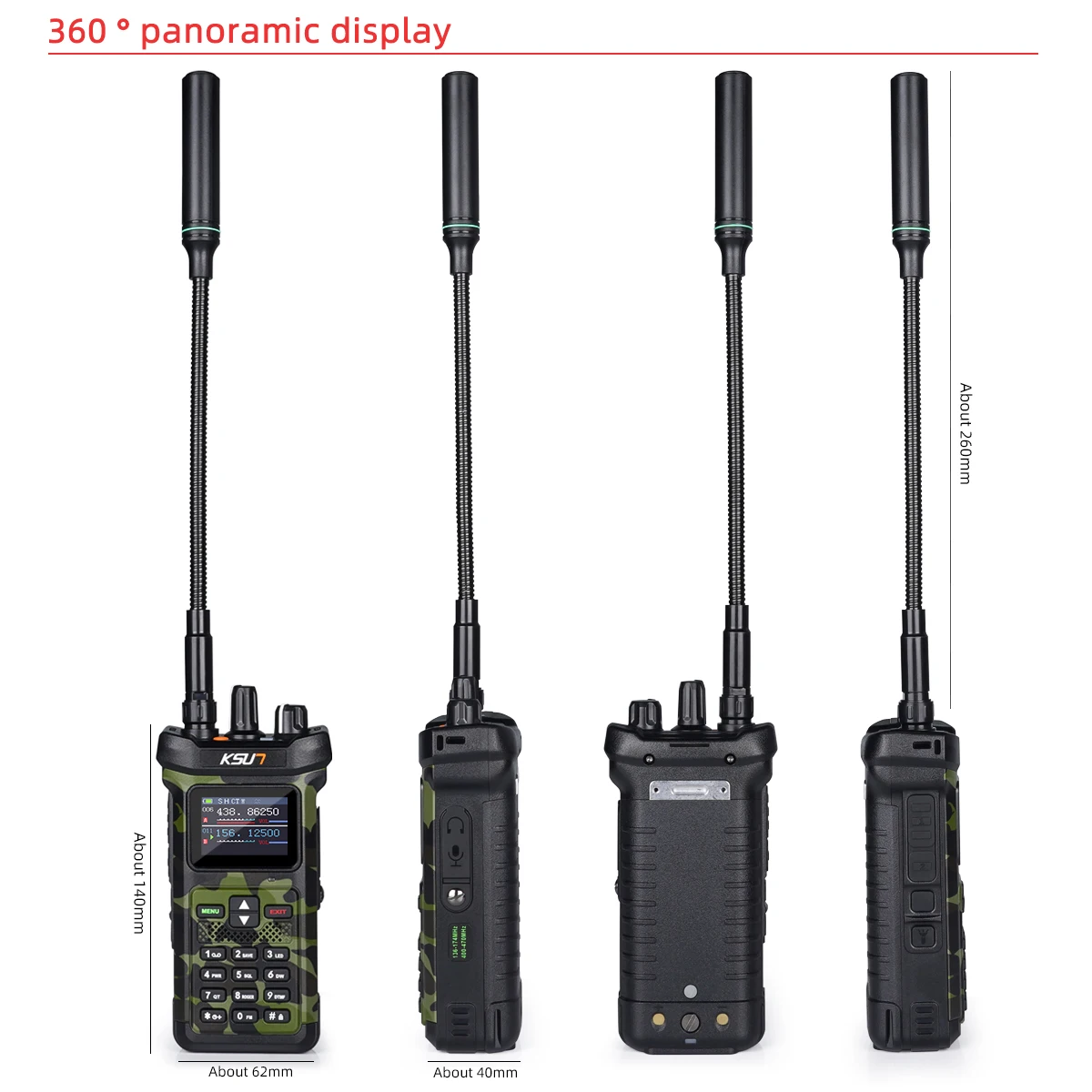 KSUT UV119D VHF UHF banda Dual Ham Radio linterna carga inversa intercomunicador 20W Walkie Talkie de alta potencia para la industria al aire libre