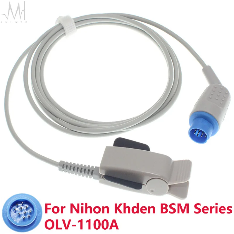 

Compatible With 10pin Nihon Khden BSM 1101/2101/2000/3101/7100/7200 OLV-1100A Monitor Pulse Oximeter Spo2 Sensor Cable TL-101S.