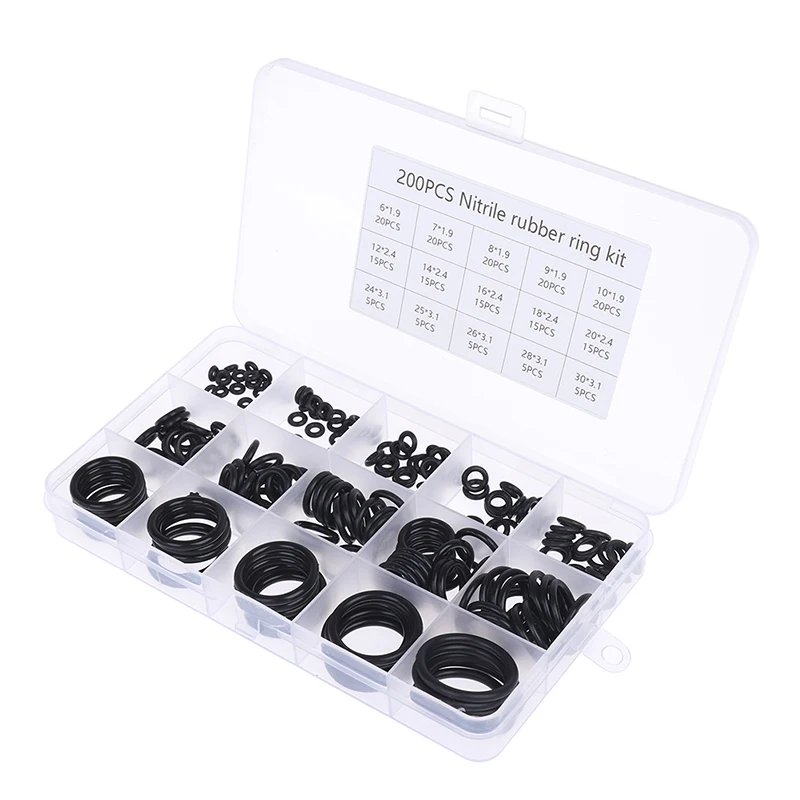 New 200Pcs Rubber O-Ring Washer Assortment Set Hydraulic Plumbing Gasket Seal Kit