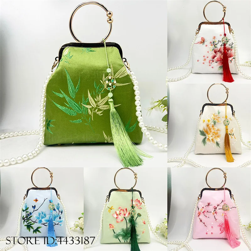 New Chinese Style Embroidery Handbag Women's Shoulder Crossbody Bag with Cheongsam Qipao Retro National Style Shell Bags Purses