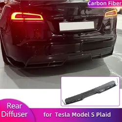 Carbon Fiber Rear Bumper Diffuser Lip Spoiler for Tesla Model S Plaid Sedan 4-Door 2021-2023 Car Rear Diffuser Apron Lip Guard