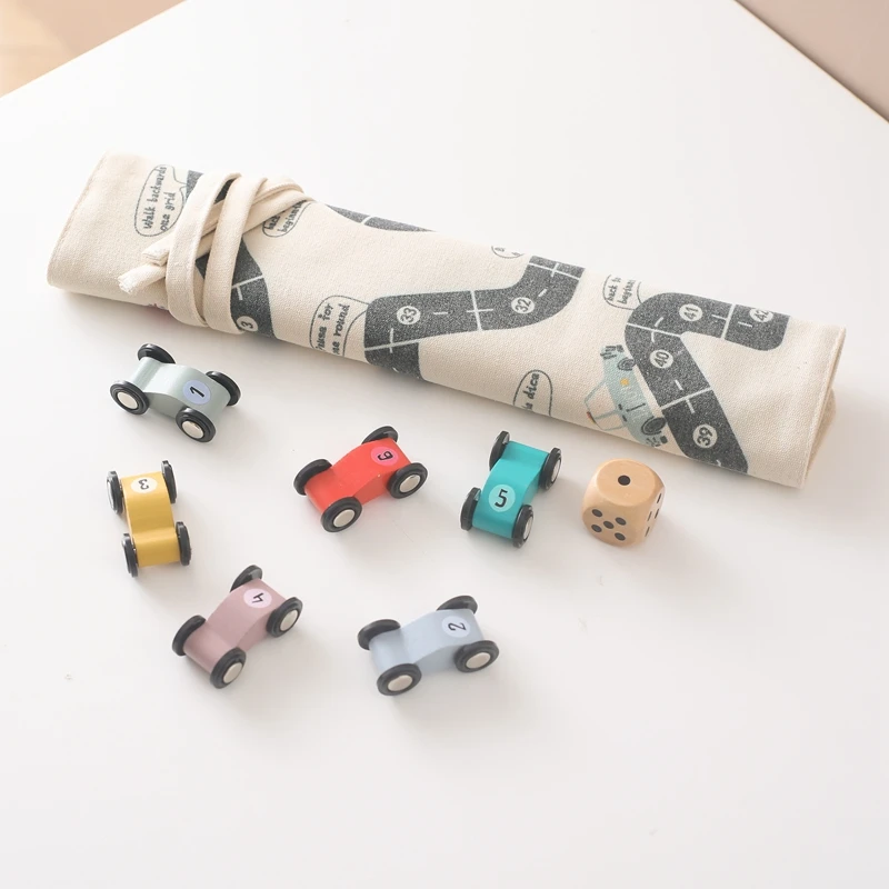 35*31cm montessori Spielzeug Baby Auto Verkehr Straßenkarte Leinwand Desktop-Matte Spiel Holzauto Eltern-Kind-Interaktion Kind Bildung Geschenk – Detail 5
