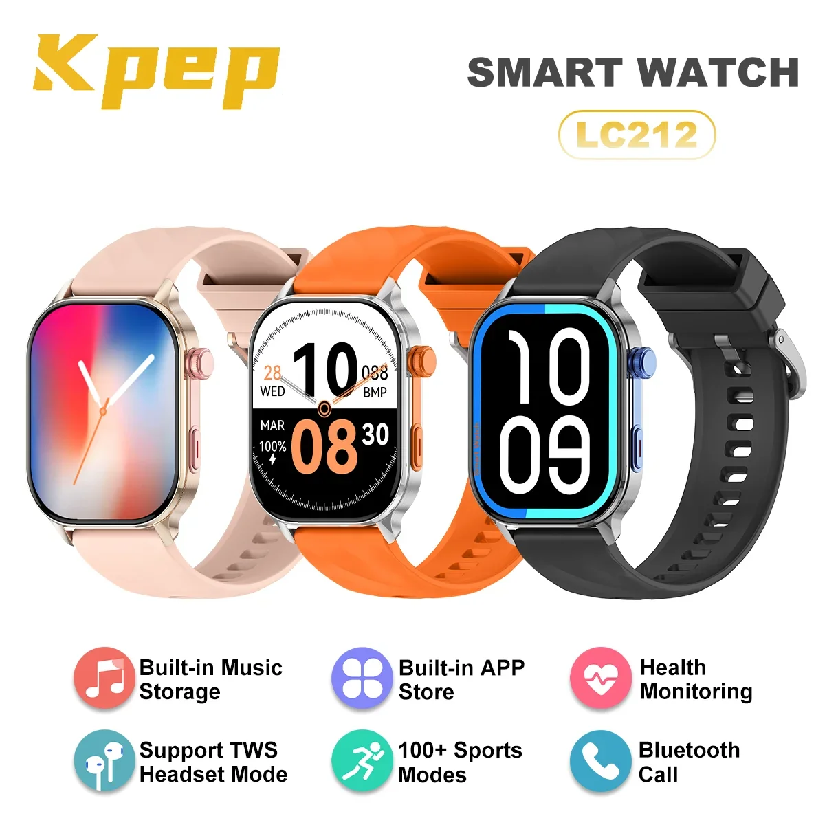

KPEP LC212-1 Смарт-часы 2.04 ''AMOLED 4 ГБ памяти с музыкальным видео TWS Наушники Мультиспортивные режимы умные часы для мужчин и женщин