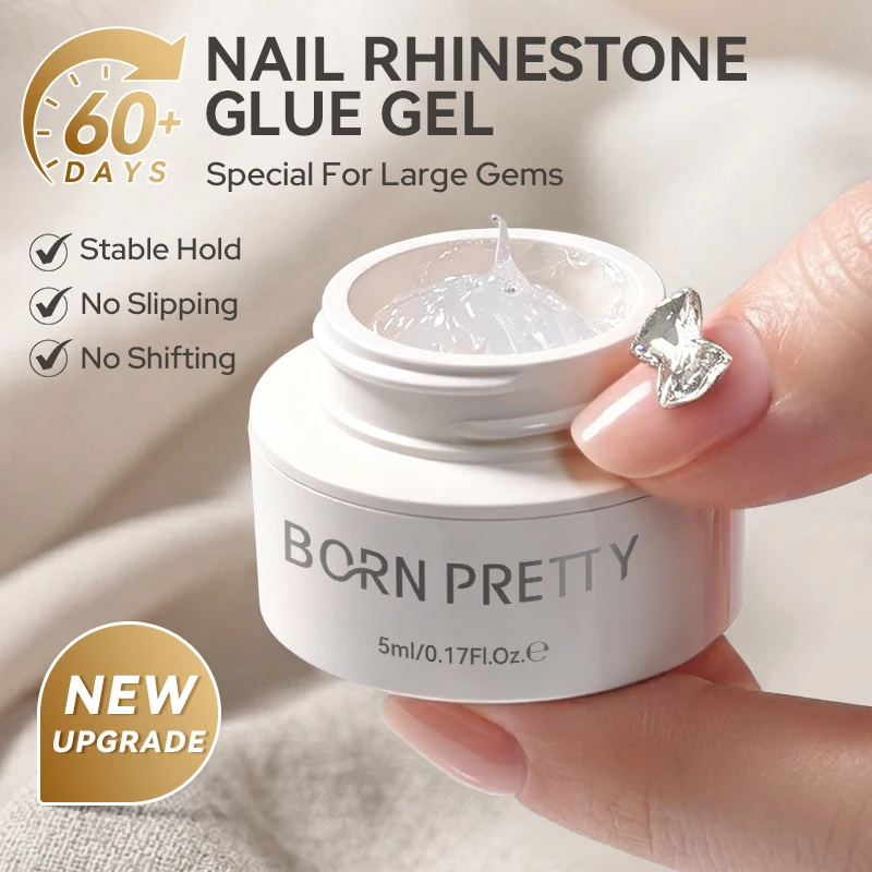 BORN PRETTY 5ml Thick Nail Rhinestone Glue Stable Hold No Slipping No Shifting UV LED Cured for Salon DIY Nail Art Decoration