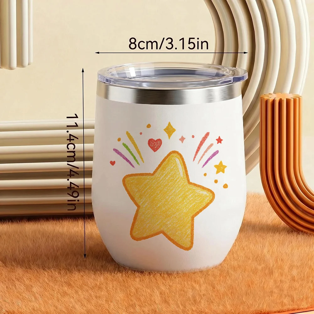 Niedliche Stern-Vakuumflaschen 12oz Isolierte Edelstahl-Kaffeetasse mit Deckel Doppelwandige Vakuum-Isolierung Auslaufsicher