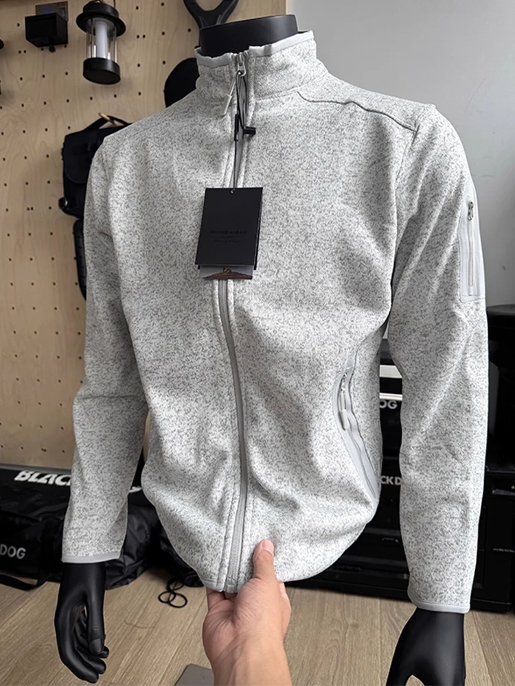 

Cleanfit ey Stand Collar Jaet Men's Autumnal American Retro Casual Open Cardigan Sweatirt High-End Versatile Jaet
