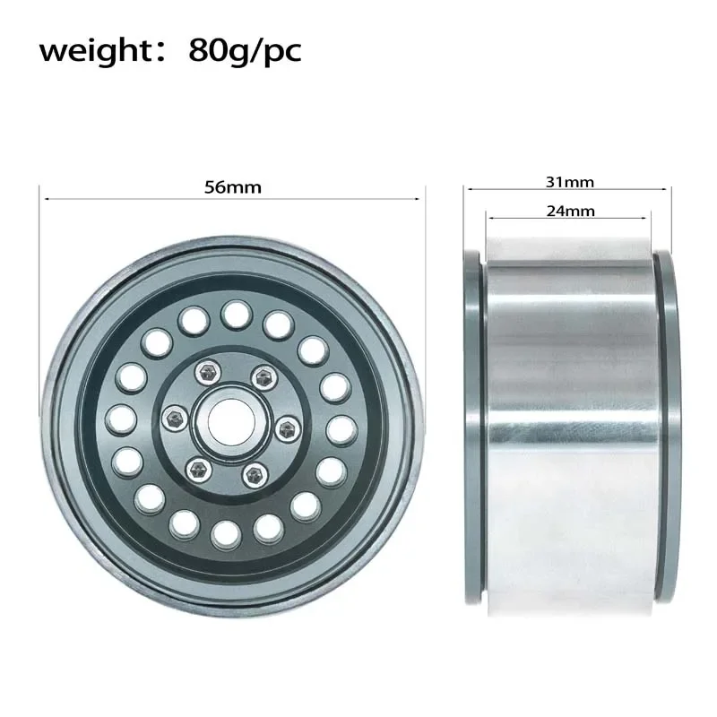 4 pz 1.9 Pollici Offset -8mm Beadlock RC Cerchione Set Mozzo Ruota per 1:10 Auto Crawler Axial SCX10 II 90046 SCX10 III AXI03007 TRX4