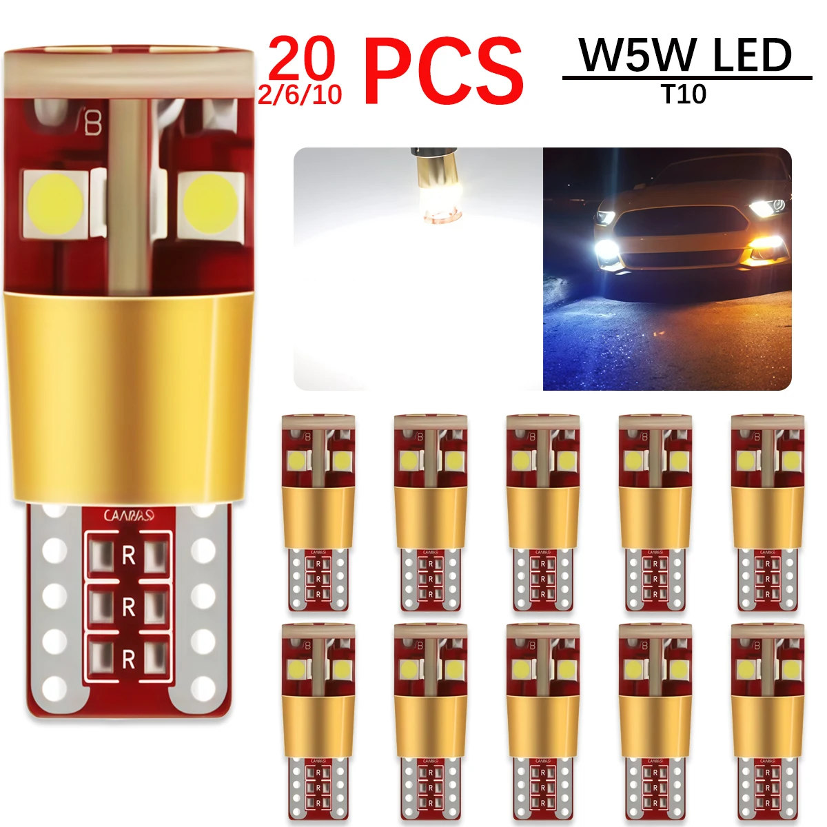 

10/20 PCS T10 Car LED light W5W 12 LEDs 3030 SMD Auto Canbus Turn Side License Plate Light marker Lamp DC 12-32V