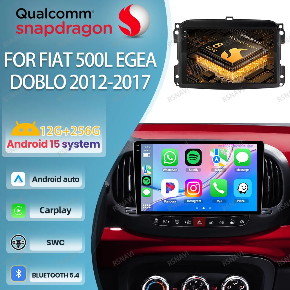 

Android 15 Car Radio For Fiat 500L Egea Doblo 2012-2016 2017 2DIN Wireless RDS Multimedia BT 360 Camera DSP Stereo Systems QLED