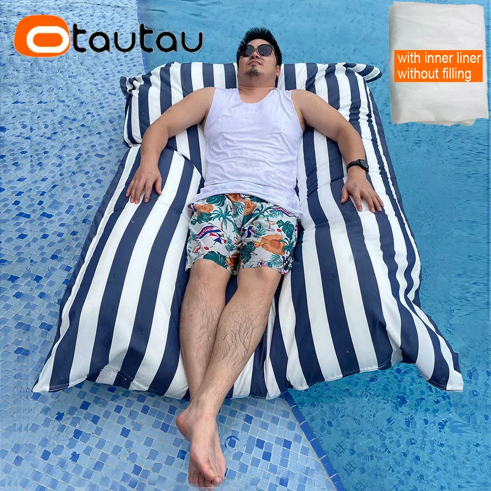 OTAUTAU New Upgraded 140x180cm Bean Bag Cover with Inner Liner Without Filler Home Outdoor Pool Float Waterproof Pouf Saon DD096